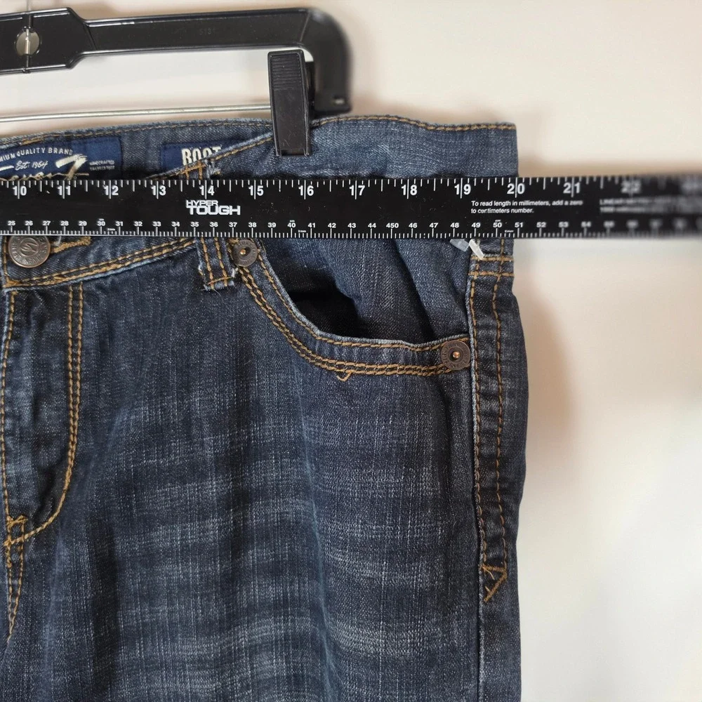 Seven7 Mens Bootcut‎ Jeans Dark Wash Blue Denim Studded Flap Pocket 40x32